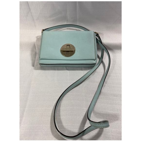 Kate Spade New York Handbags - Kate Spade New York Light Blue Saffiano Leather Turnlock Crossbody Bag